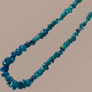 Natural Blue Apatite Beaded Necklace. NWOT screw connector
